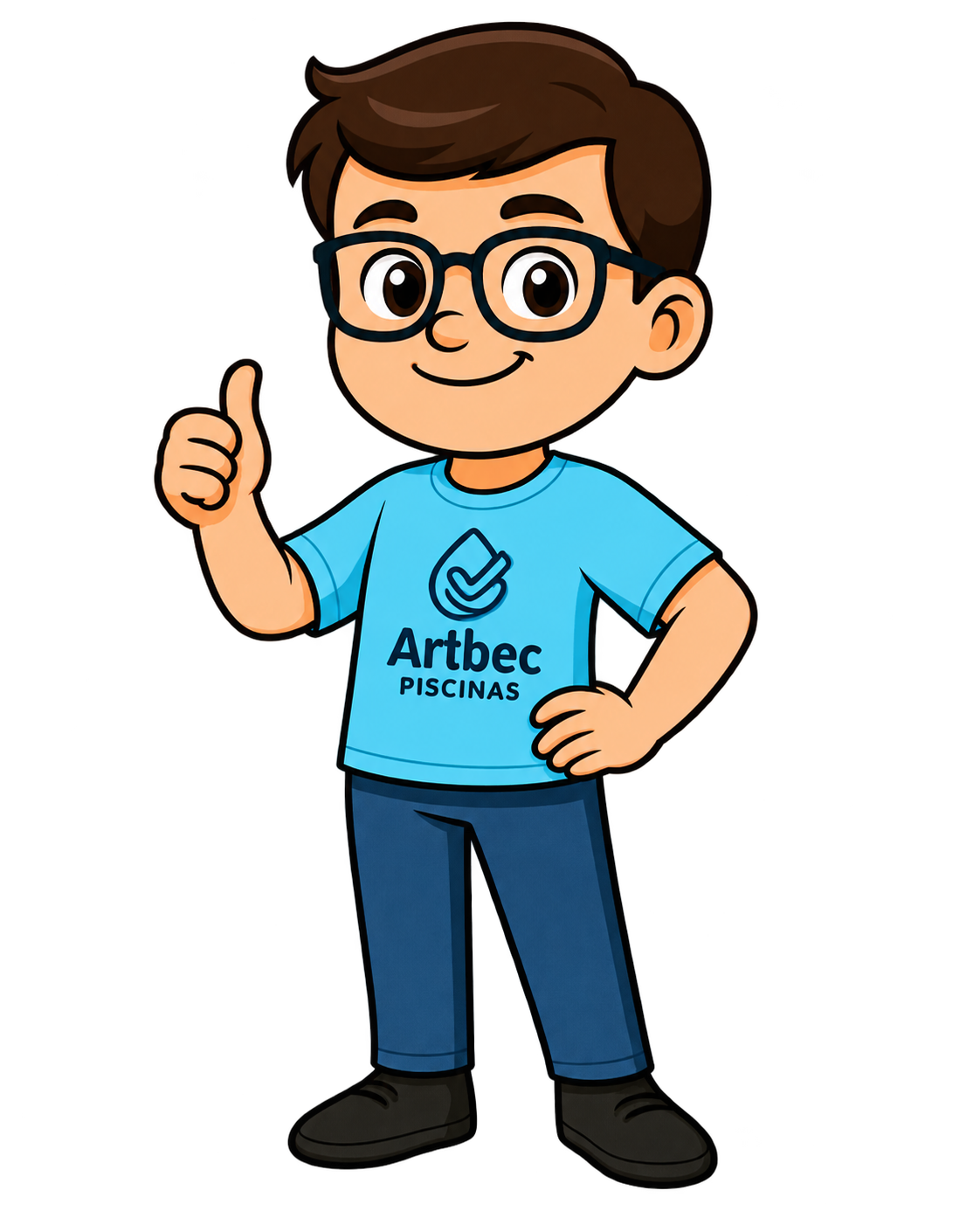 Mascote da Artbec fazendo sinal de positivo